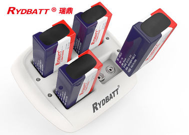 Cargador de batería li-ion de la ranura 6F22 de RYDBATT 4/cargador de batería de ión de litio elegante 9v del ion LED de Li